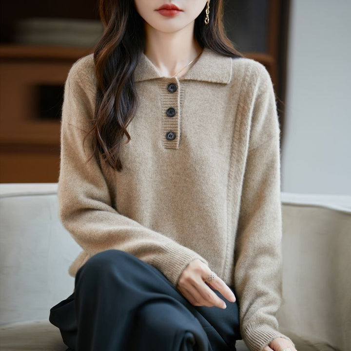Pull style Koshiba pour femmes avec élégante patte de boutonnage Chic & Stil