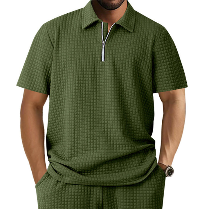 Men's polo shirt with an innovative structure design and a half zipper Lune London