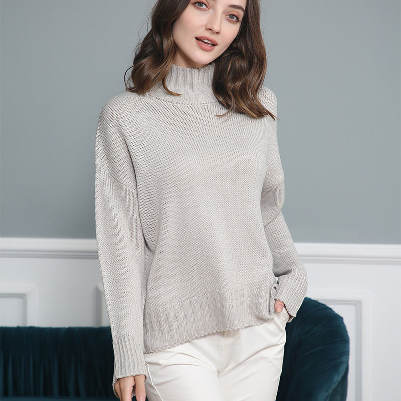 Woman knit turtleneck sweater with structured design Lune London