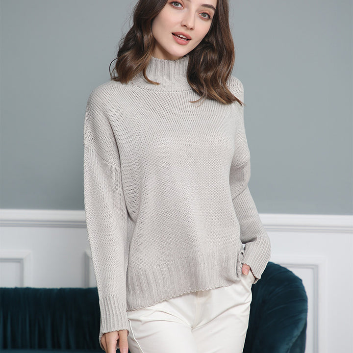 Woman knit turtleneck sweater with structured design Lune London