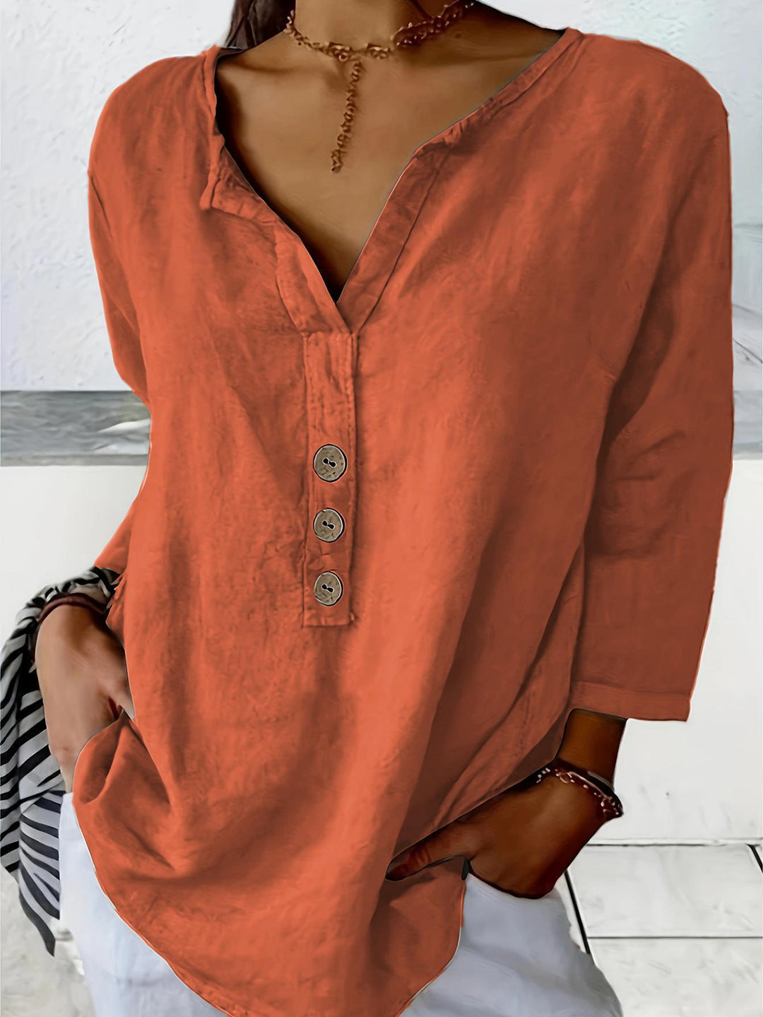 Shirt blouse for women with casual button placket Lune London