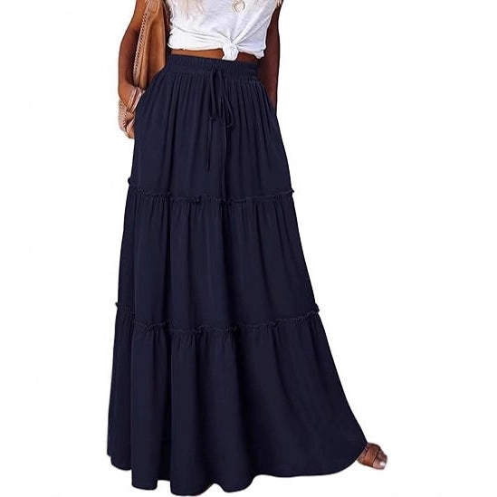Jupe maxi aérienne pour femmes avec détails de volants Chic & Stil