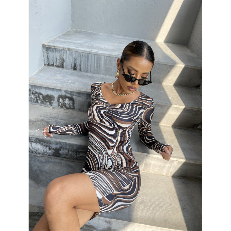 Lune London Abstract Print Bodycon Dress for Women