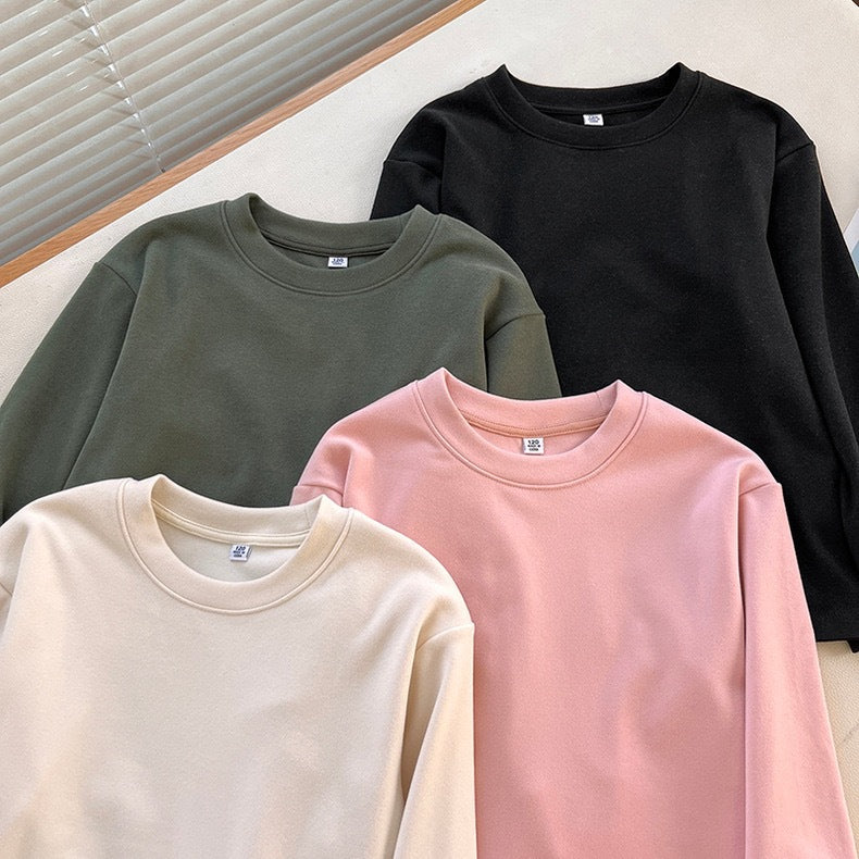 Chemise longue à manches longues confortable pour femme avec col rond