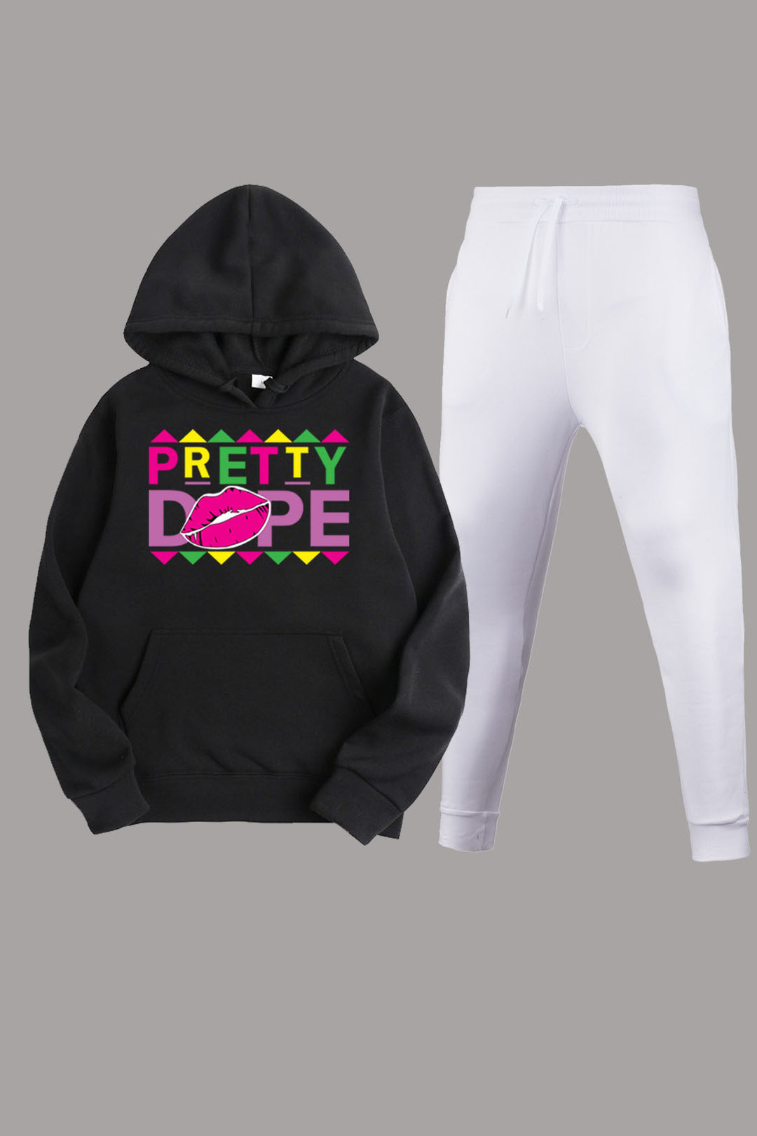 Sweatpants and hoodie set for women with modern graphics and creative print Lune London