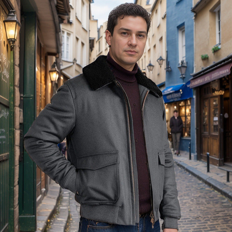 Warm fleece jacket for men with high collar and practical pockets Lune London