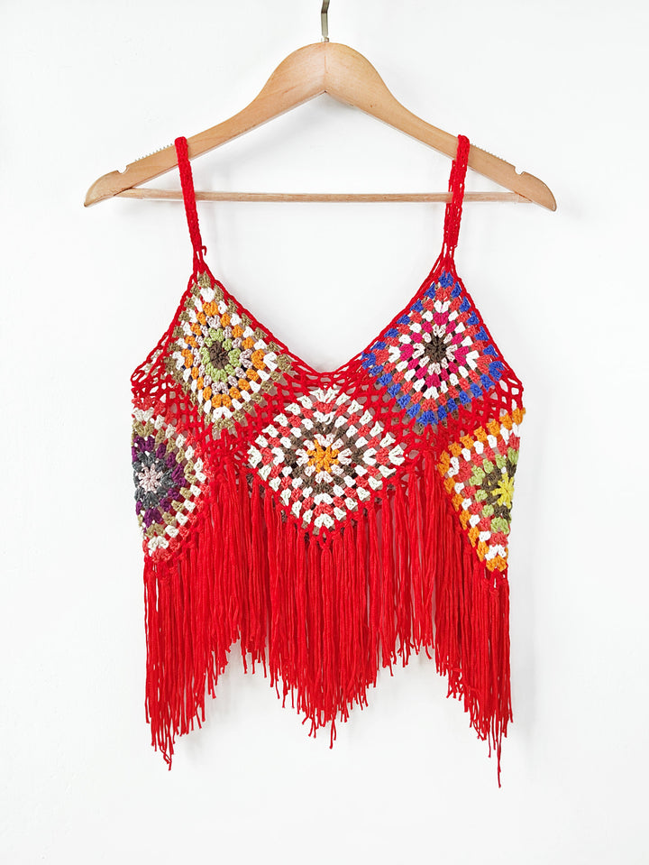 Lune London Crocheted Fringe Crop Top for Women