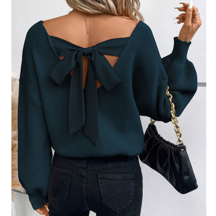 Women's sweater with an elegant bow neckline design Lune London