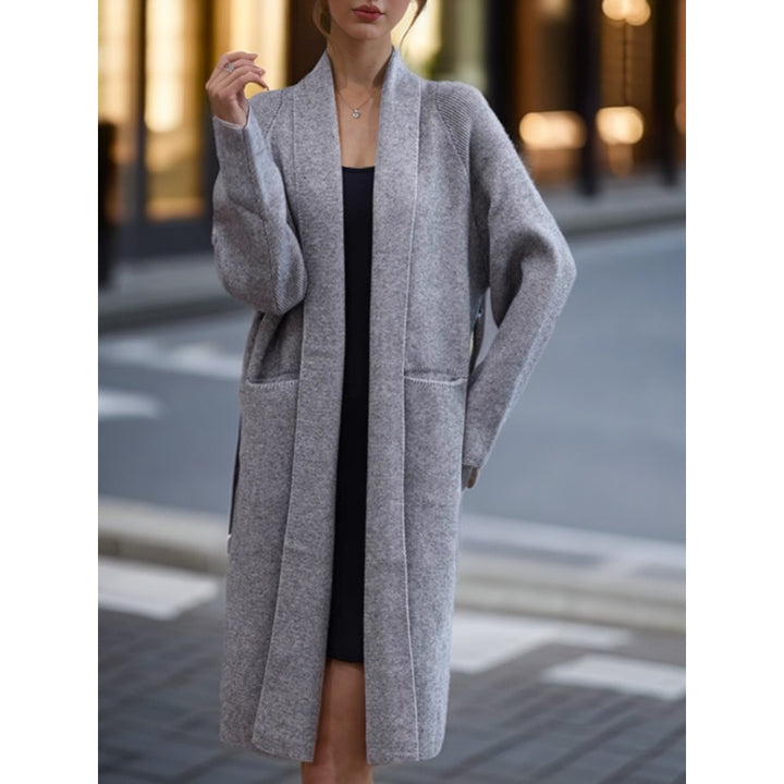 Ladies Long open-knit cardigan with practical pockets Lune London