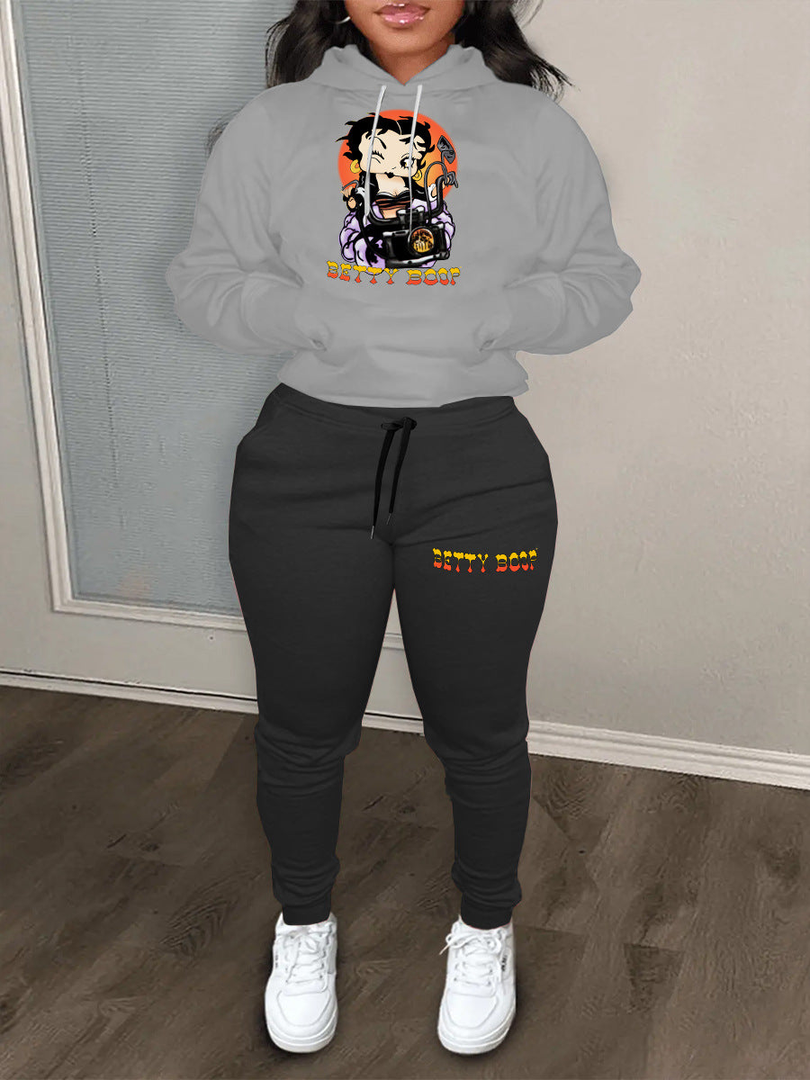 Women's sporty hoodie and jogger pants set with a unique graphic design Lune London
