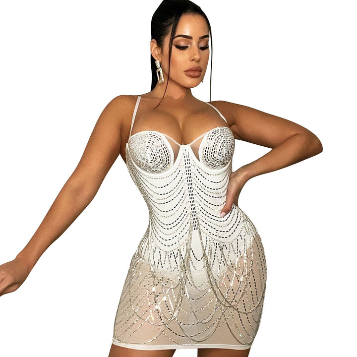 Shimmering pearl mini bodycon dress for women Lune London