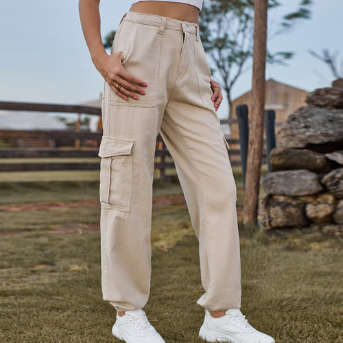 Women's cargo pants with side pockets and high waist Lune London
