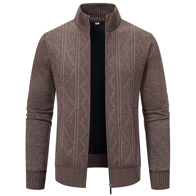 Men's knit jacket with high collar and zipper Lune London