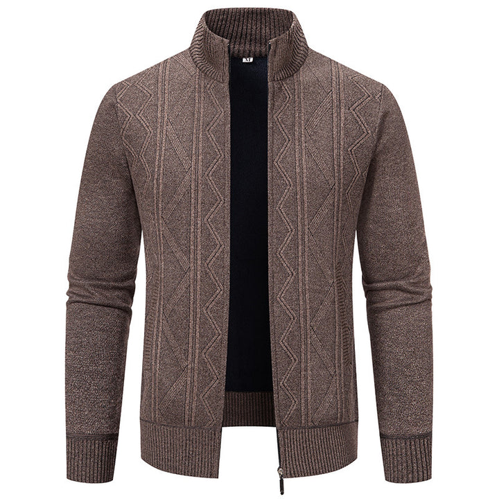 Men's knit jacket with high collar and zipper Lune London