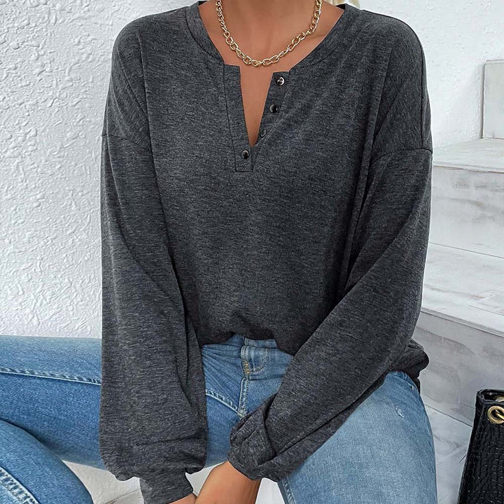 Chemisier à manches longues pour femmes avec patte de boutonnage et coupe ample Chic & Stil