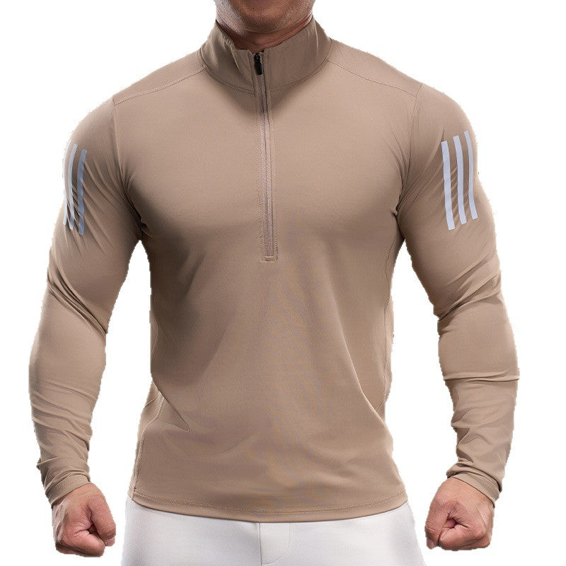Men's Breathable Fitness Top with Short Zip Lune London