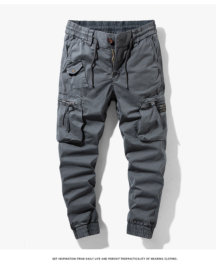Men's cargo pants with practical side pockets and elastic waistband Lune London