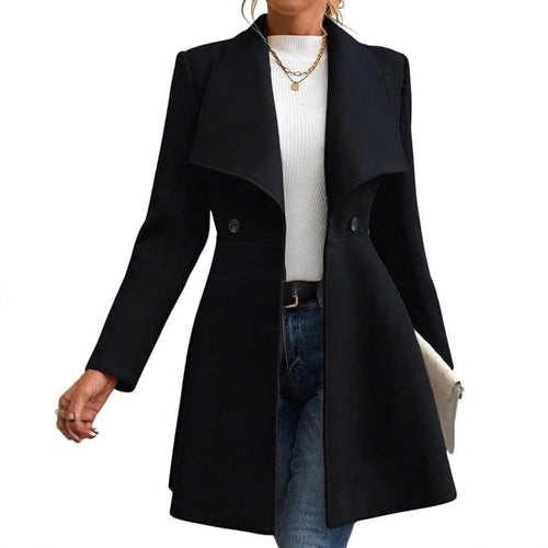 Women's transitional coat with large lapels and double-breasted buttons Lune London