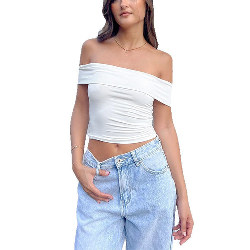 Women's Off-Shoulder Crop Top with Figure-Shaping Cut Lune London