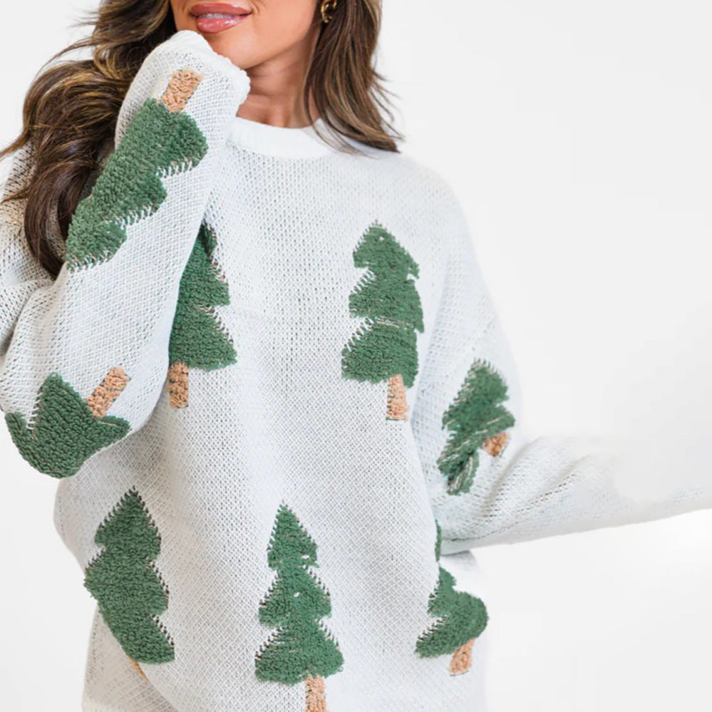 Knit sweater for women with an elaborate tree design Lune London