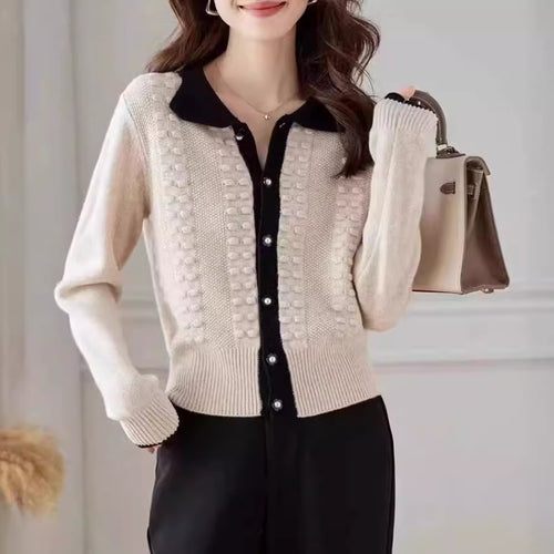 Knit jacket for women with elegant collar and button detail Lune London