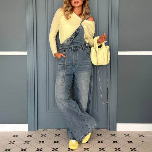 Women Casual Loose Fit Denim Overalls Lune London
