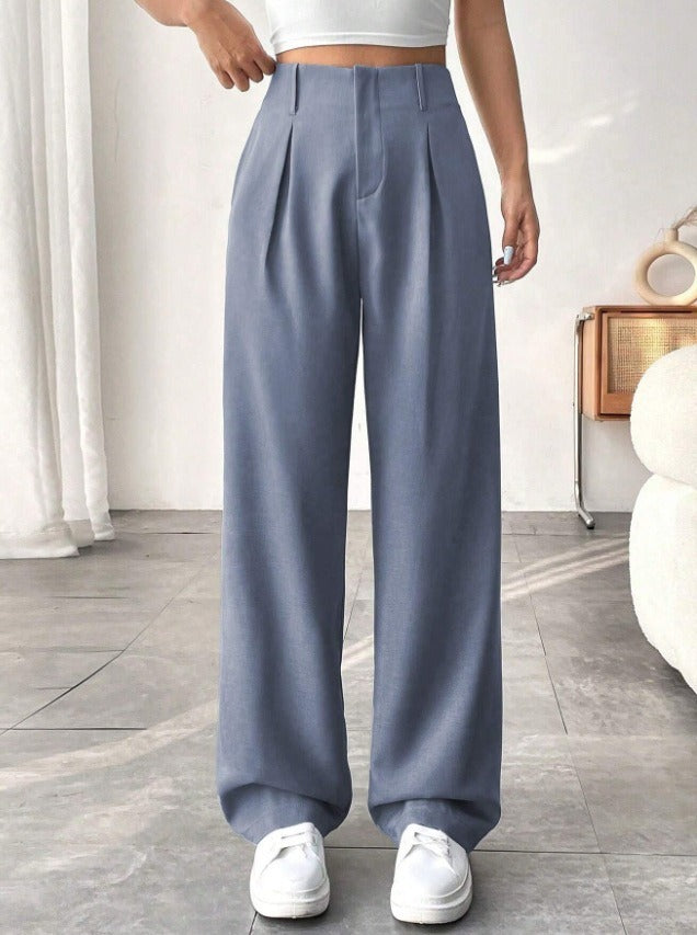High-waisted wide trousers for women with pleats Lune London