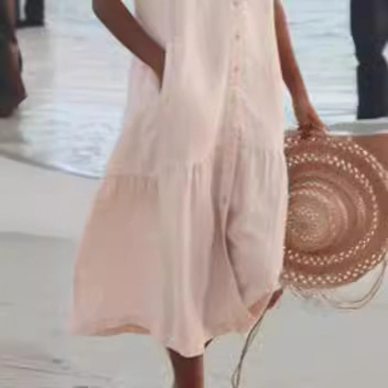 Ladies chic summer linen dress