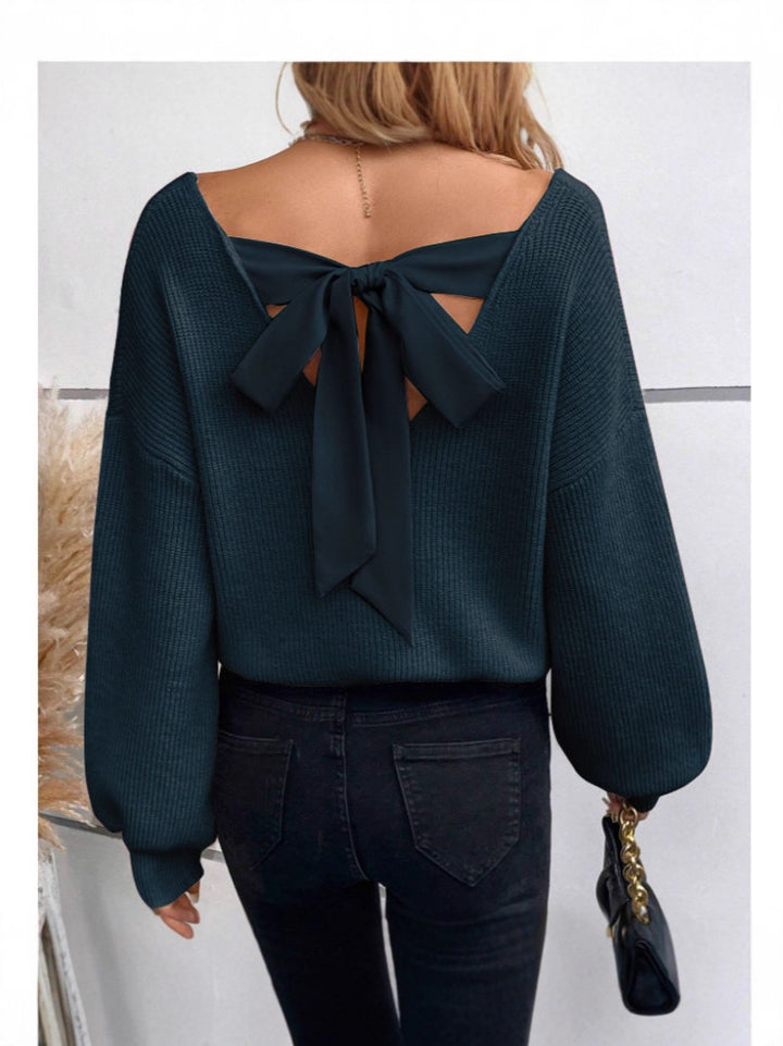 Women's sweater with an elegant bow neckline design Lune London
