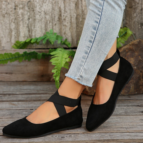 Flat velvet ballet flats for women Lune London