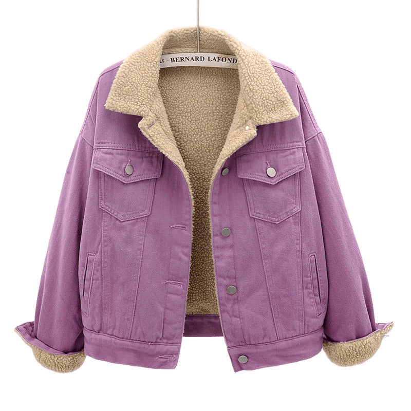 Women's denim jacket with warm inner lining and practical chest pockets Lune London