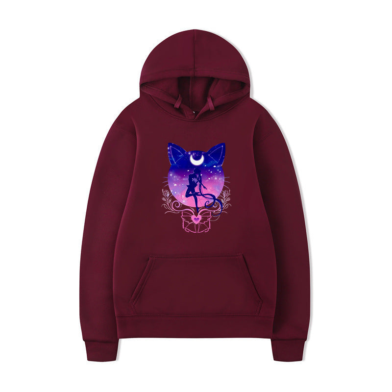 Women's hoodie with artistic cat design and comfortable fit Lune London