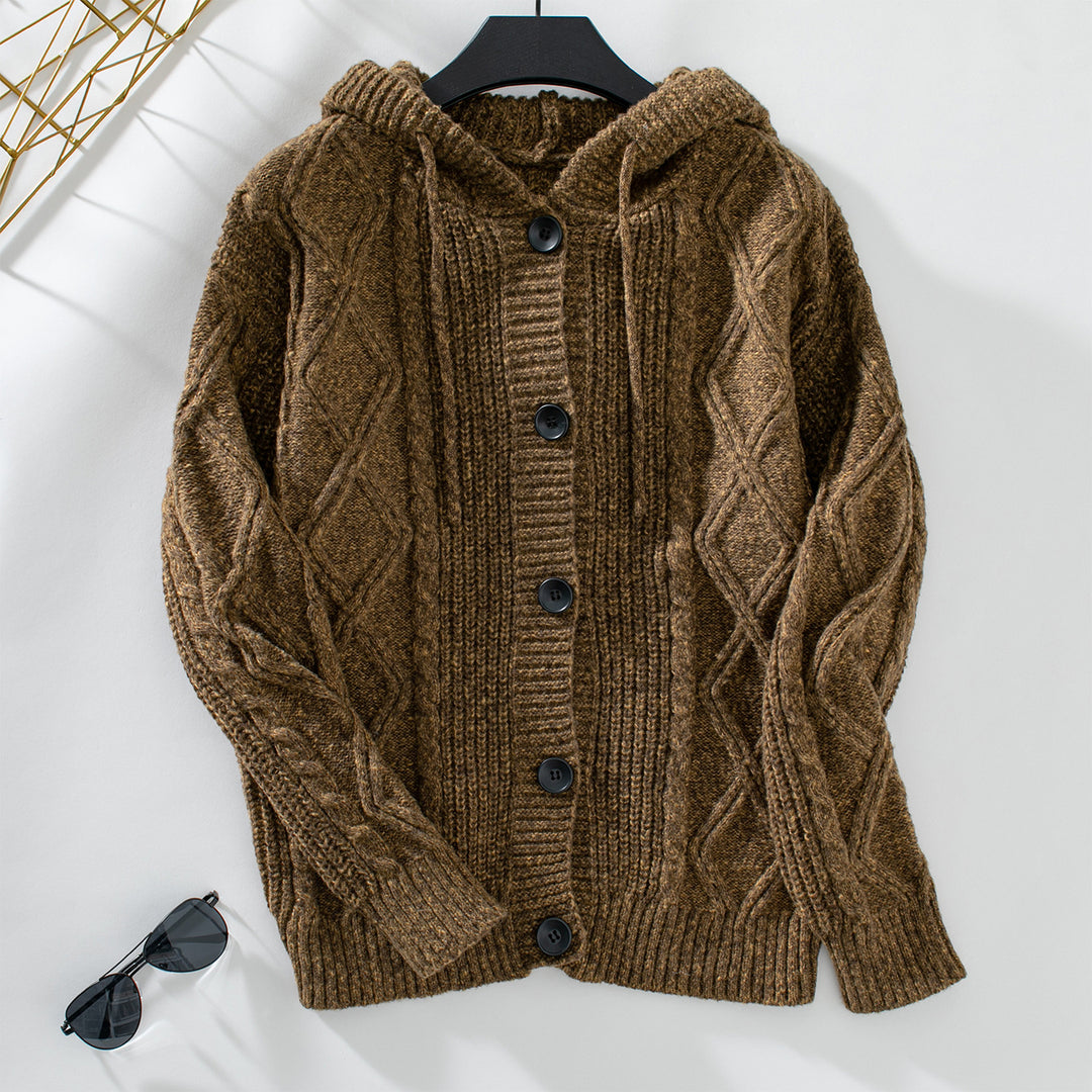 Hooded knit jacket for women with structured design Lune London