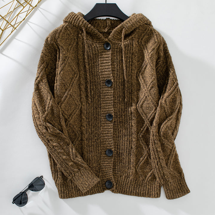 Hooded knit jacket for women with structured design Lune London