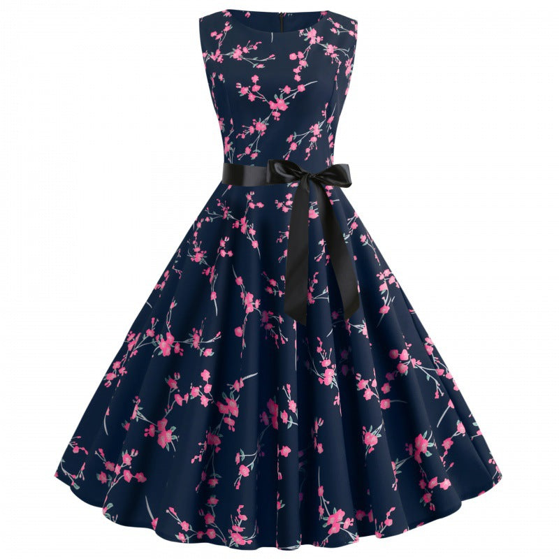 Robe midi femme avec motif en dentelle florale et ceinture élégante Chic & Stil