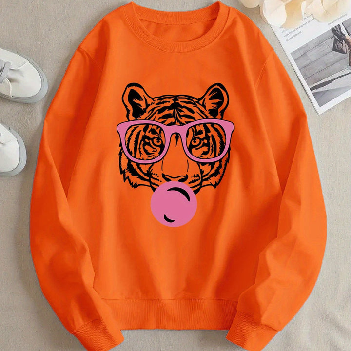 Sweat-shirt pour femmes avec design de tigre créatif et coupe décontractée Chic & Stil