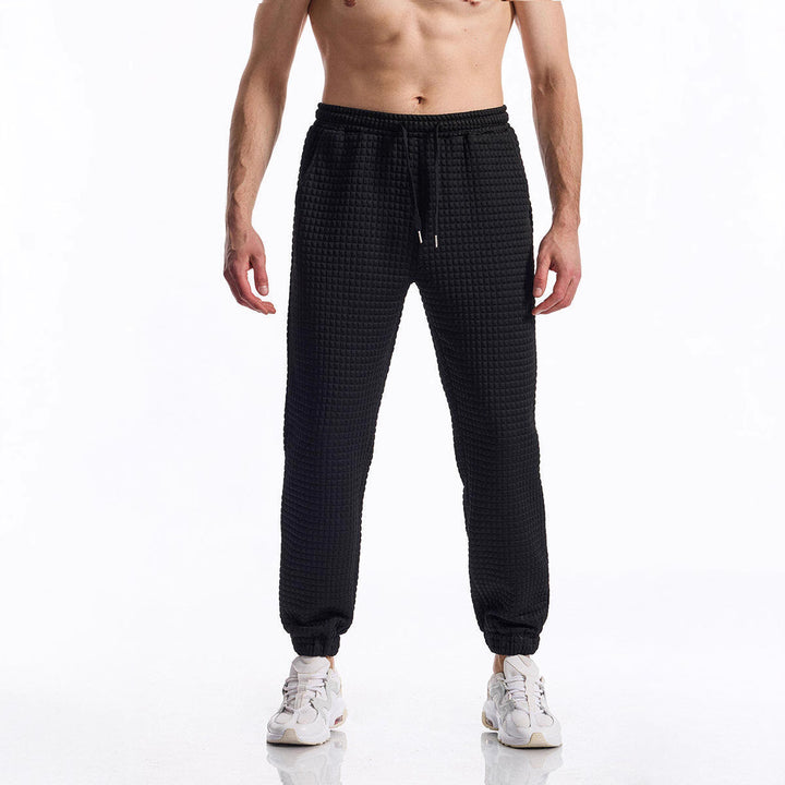 Casual pants for men with textured surface and elastic waistband Lune London