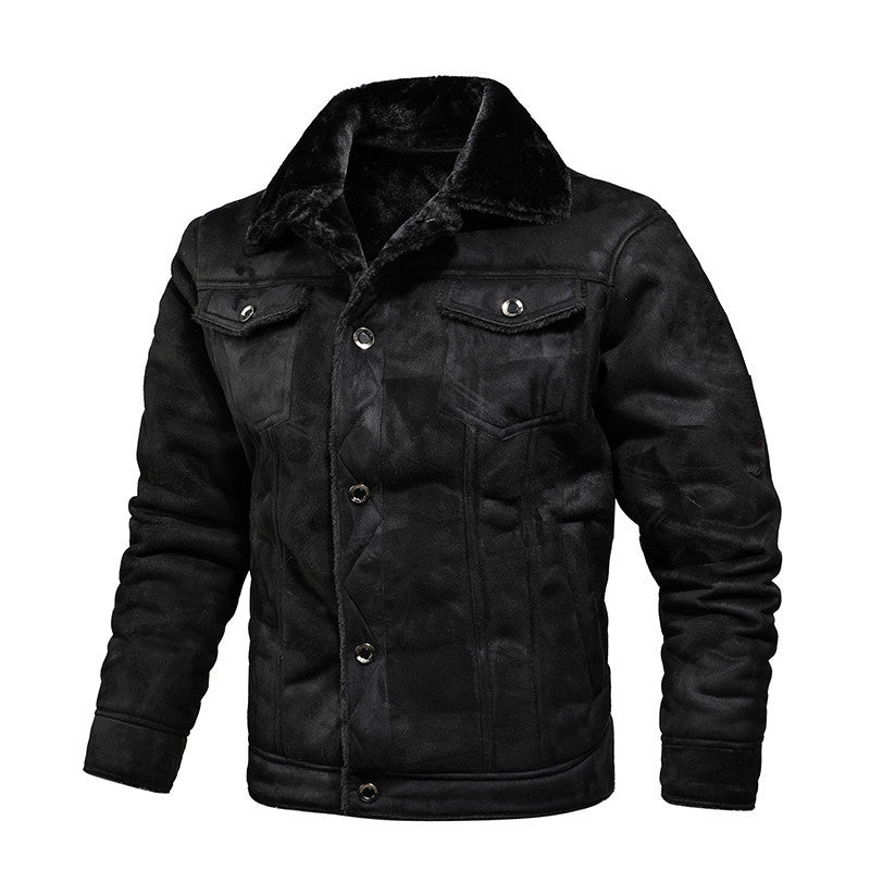 Fleece lined leather jacket for men Lune London
