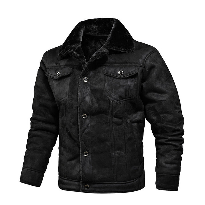 Fleece lined leather jacket for men Lune London
