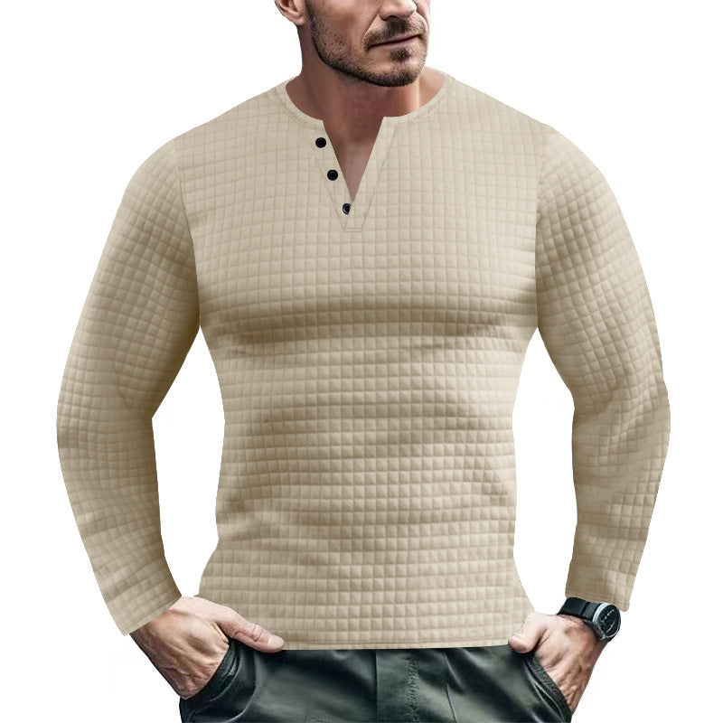 Long sleeve shirt for men with structured embossed look and button placket Lune London