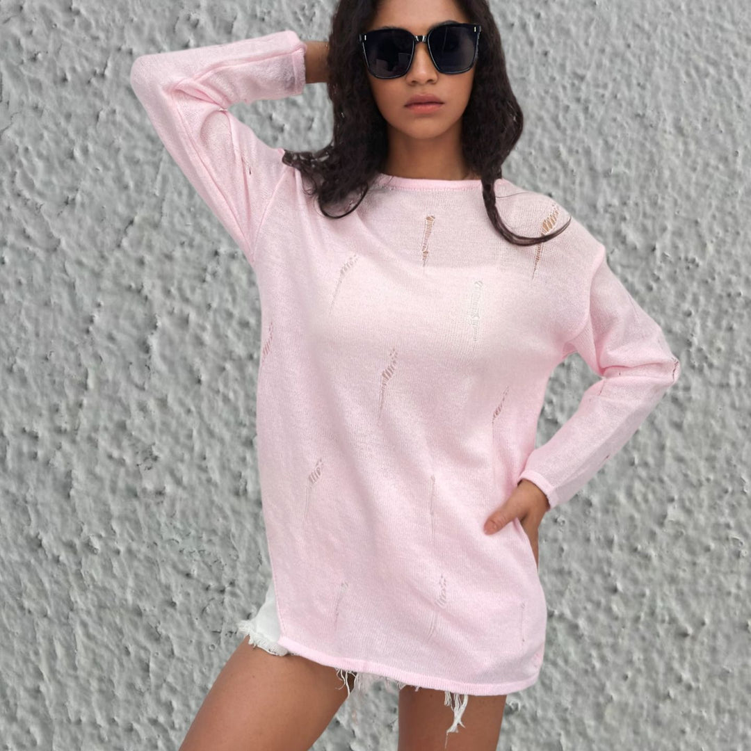 Casual sweater for women with trendy fringes Lune London
