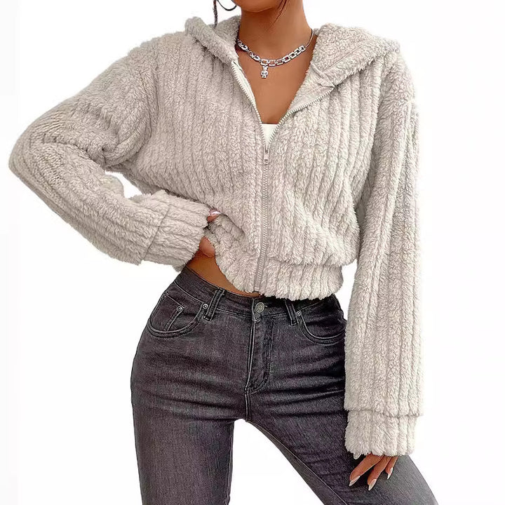 Veste de rotation pour femmes en polaire douillette avec col haut Lune London