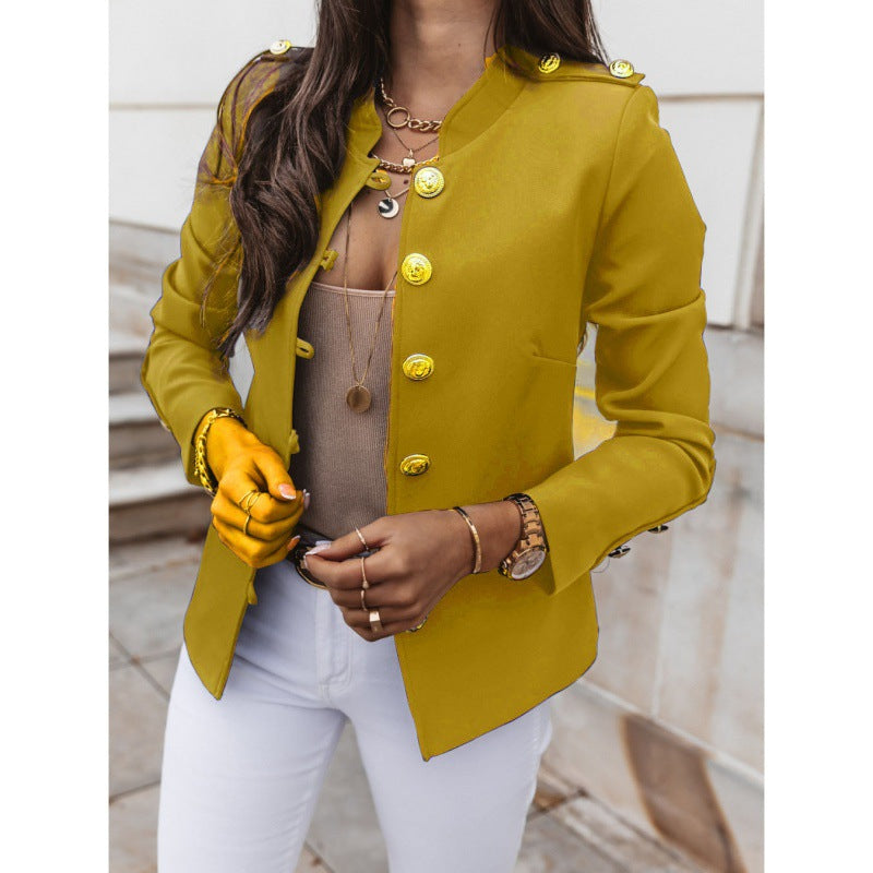 Trendy women's blazer with chic and stylish button detailing