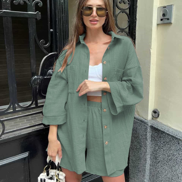 Casual set for women with loose fit shirt and shorts Lune London