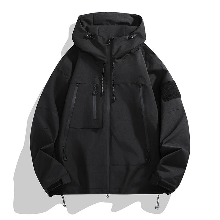 Lune London | Men's technical outdoor jacket with adjustable hood design and multifunctional pockets