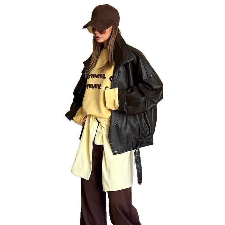 Women's Oversized Leather Jacket Chic Und Stil