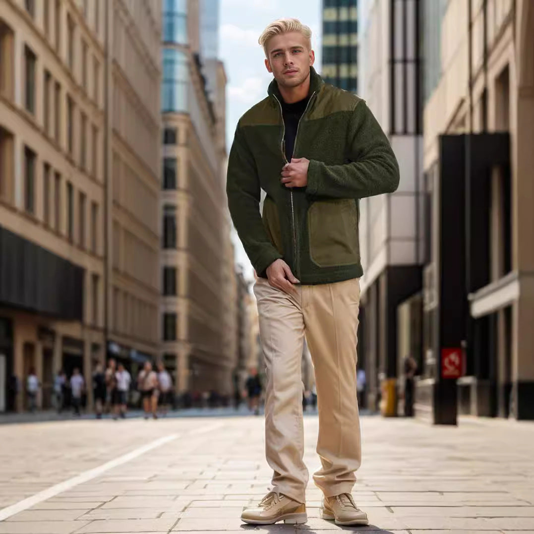 Veste de plein air pour hommes en peluche avec col montant et poches pratiques Lune London