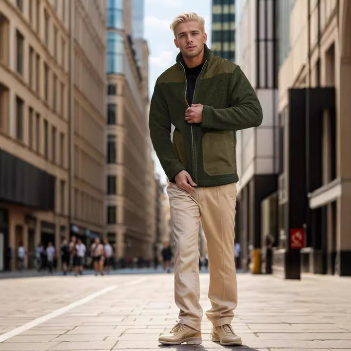 Veste de plein air pour hommes en peluche avec col montant et poches pratiques Lune London