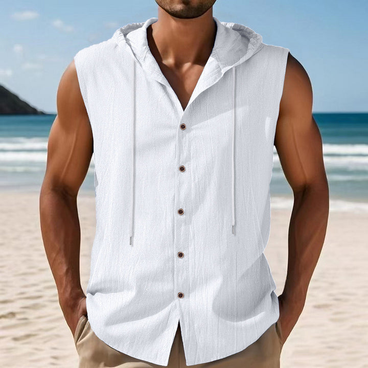 Sleeveless shirt for men with hood and button closure Lune London