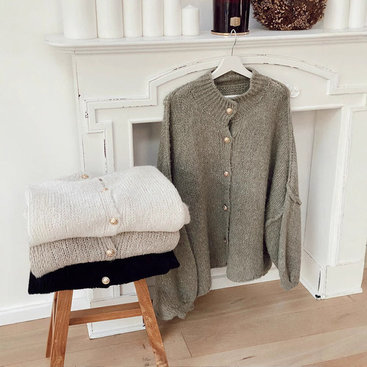 Knit jacket for women with an oversized fit and elegant button details Lune London